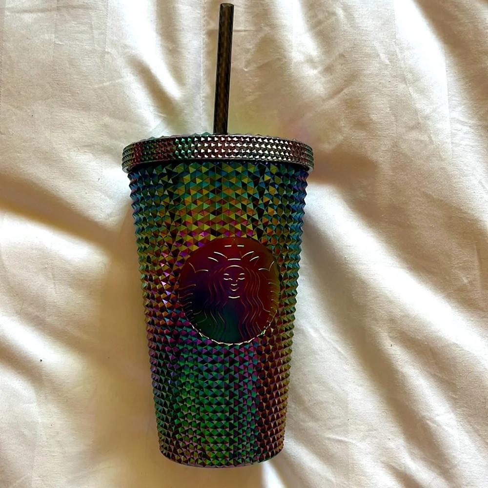 STARBUCKS Siren Logo Iridescent NEW With TAG Includes STRAW Retails $25.95